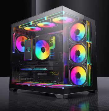COMPUTER ACCESSORIES AC002   ATX MATX ITX Gaming Computer case With RGB Light Strip and Side Panel Window